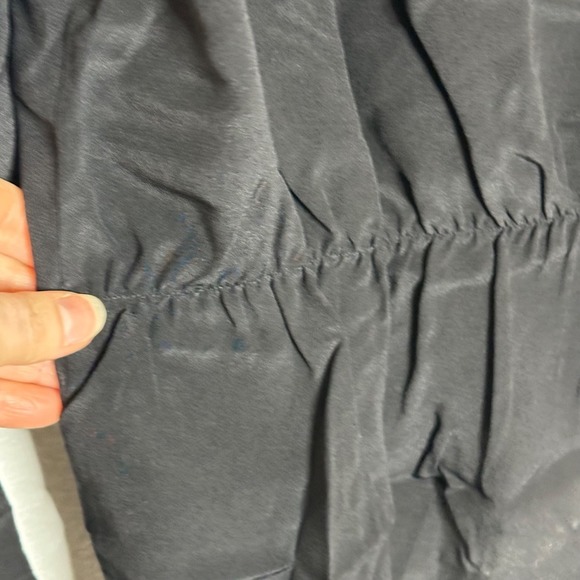 LilySilk Mulberry Silk Wrap Blouse‎ Size L Black Peplum Waist Office Classic NEW - Picture 5 of 11